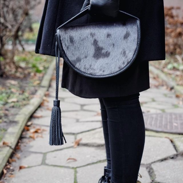 Women's handbag - clutch  with a seal coat